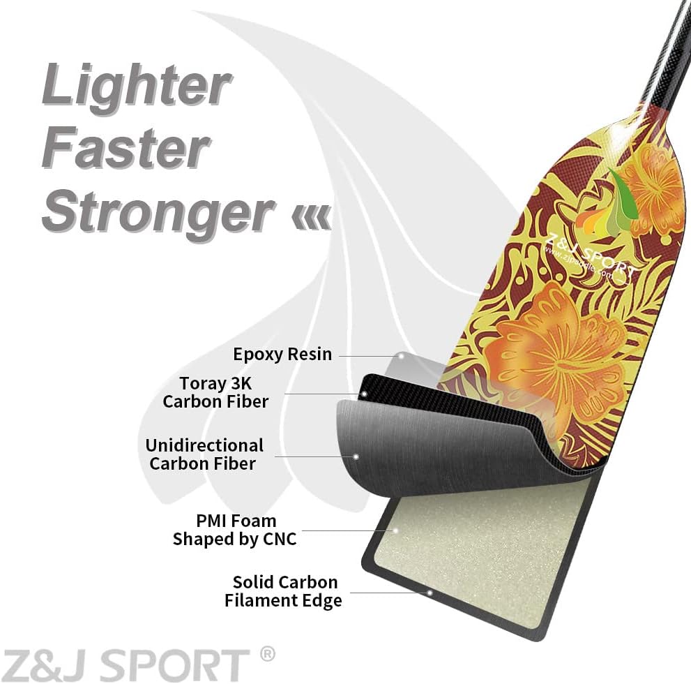 Z&J SPORT Dragon Boat Paddle Full Carbon Fiber with T Handle, IDBF